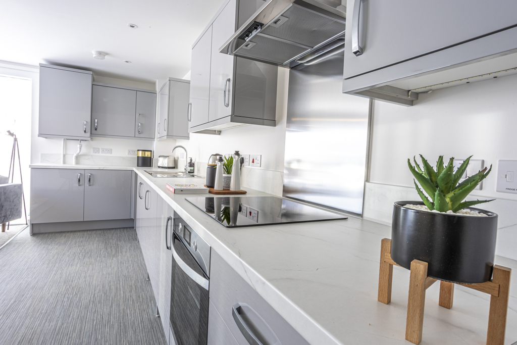 Kitchen of a 2 bedroom apartment at Kingston Place in Portsmouth