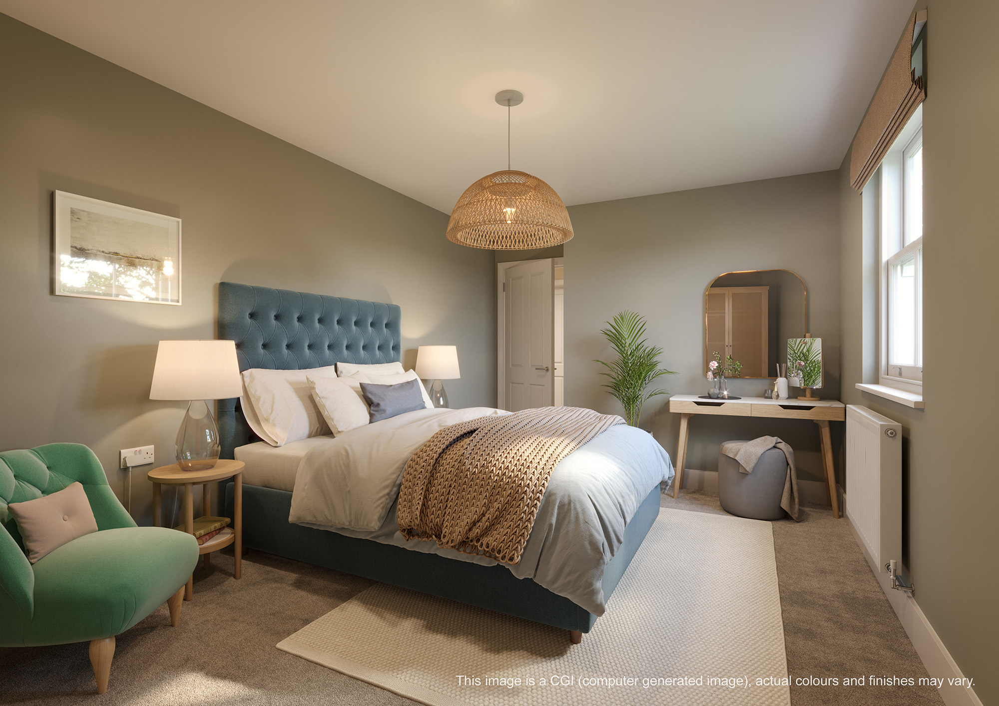 Internal CGI of a maisonette bedroom available for Shared Ownership at Mountbatten Park