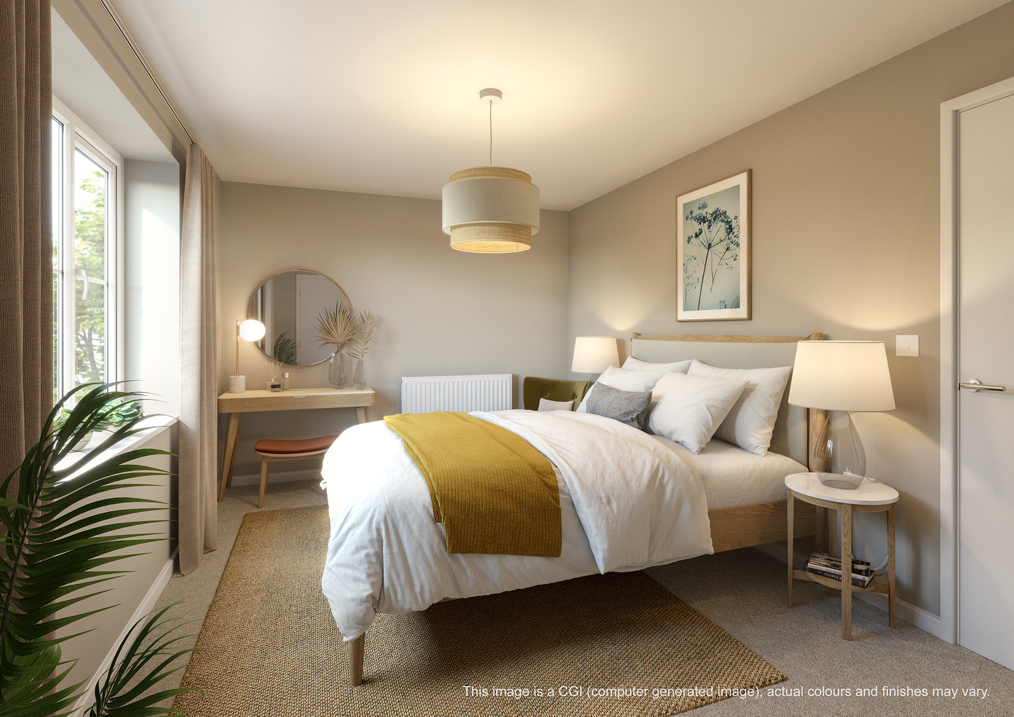 Bedroom CGI of a 2 Bedroom Apartment at Oakeley Vale in Bursledon