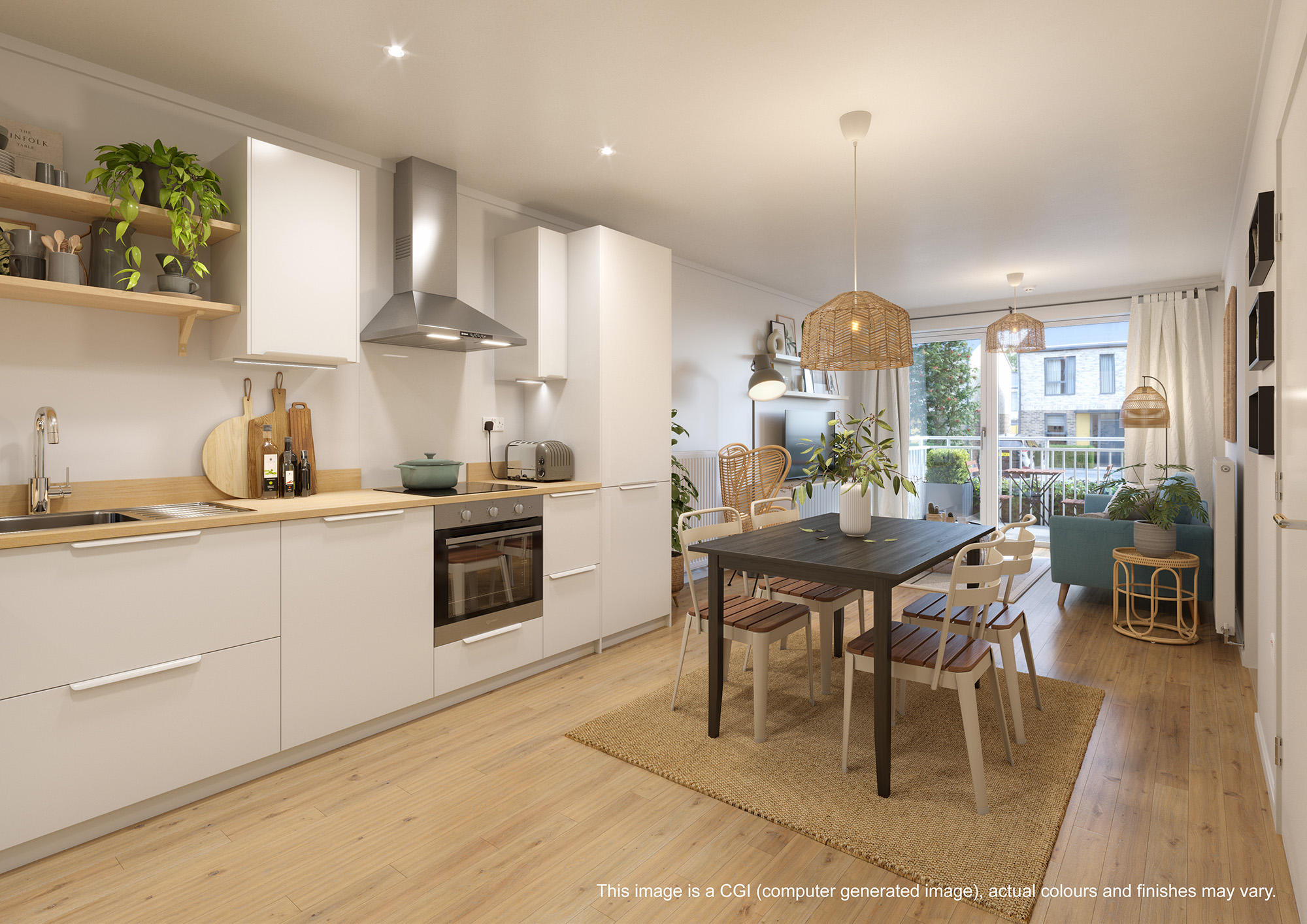 CGI of Apartment Kitchen at By The Park