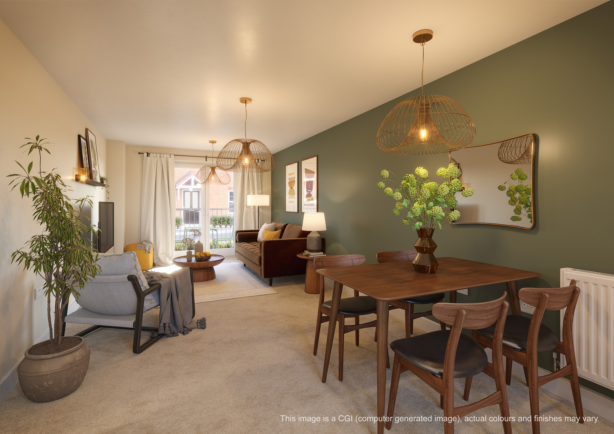CGI of an apartment living room at Regis Park