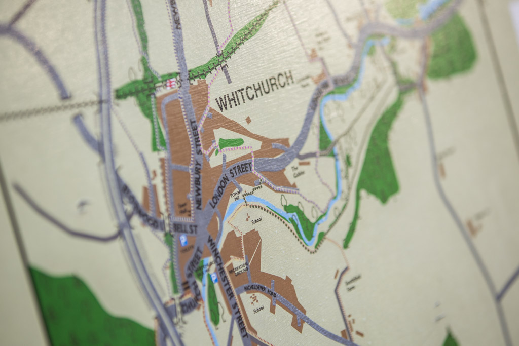 Local map of Whitchurch on sign