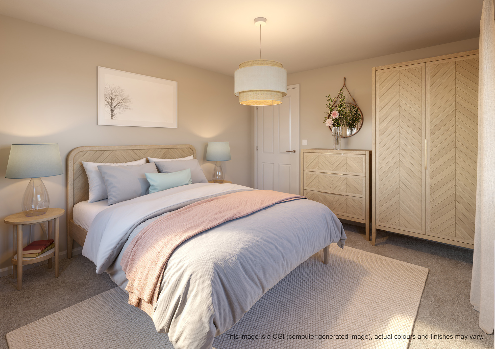 CGI of a maisonette Bedroom at a Shared Ownership property at Albany Park in Church Crookham