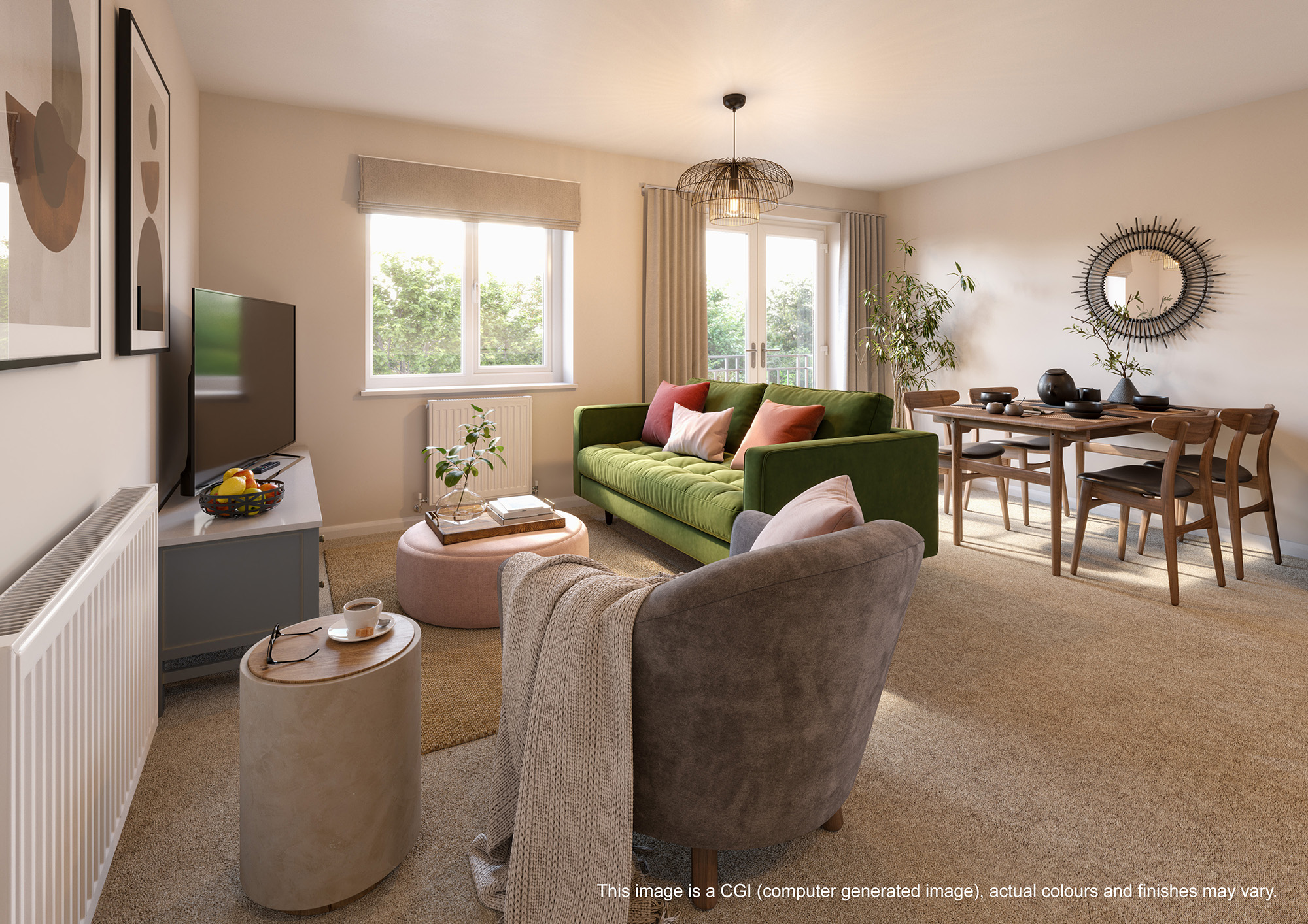 Virtual Staging of a Shared Ownership Living Room apartment at Hounsome Fields